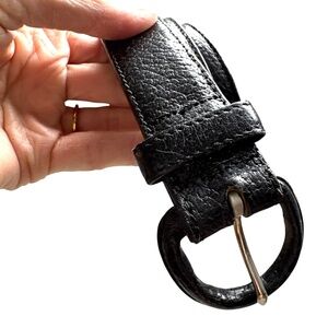 belt vintage S black peppled leather CANADA 1" wide waist classic minimalist